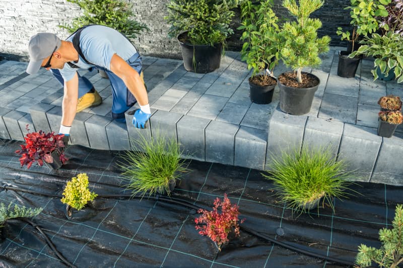 Jardinier professionnel au travail - Services aménagement paysager Luxembourg